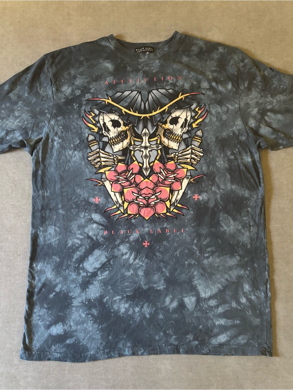 Affliction Black Label Men's Black Tie-Dye Graphic Tee